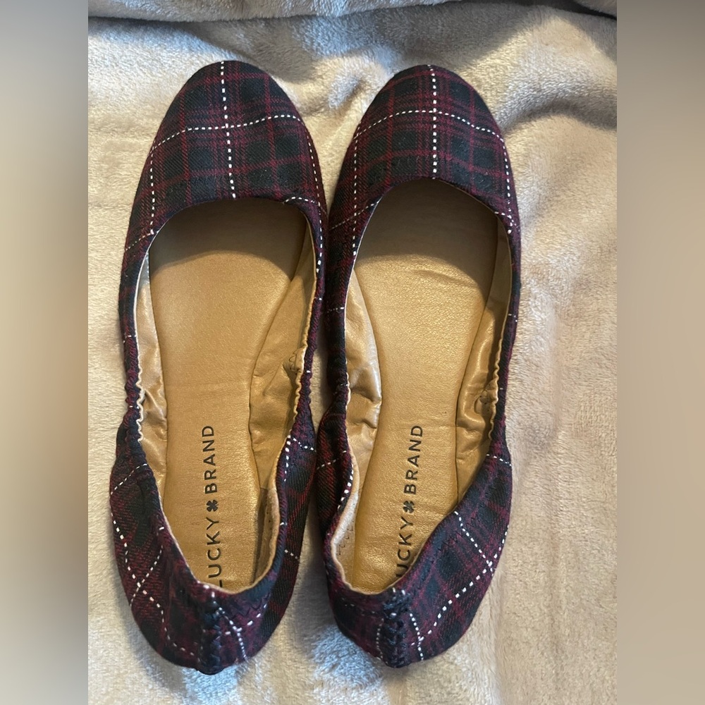 Lucky Brand Women's Plaid Flats - Red and Black